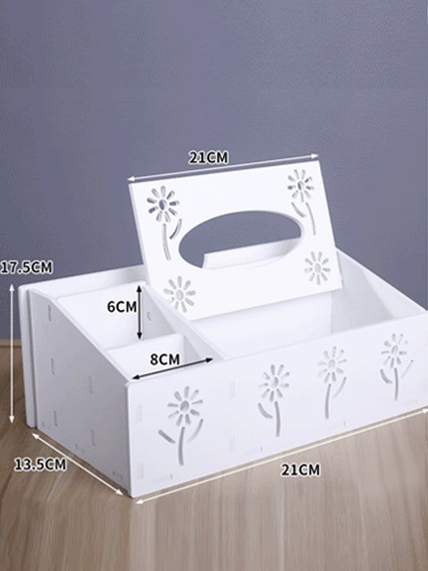 Laser Cut Multifunctional Desk Organizer With Tissue Box