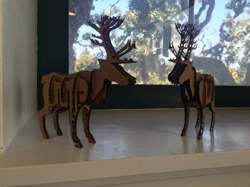 Laser Cut Reindeer 3D Wood Model Holiday Decoration