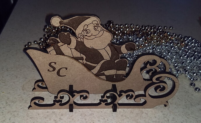Laser Cut Santa Sleigh Runners Christmas Decoration