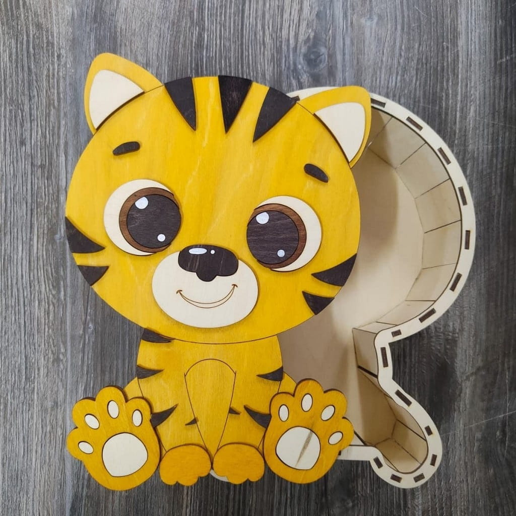 Laser Cut Cute Tiger Christmas Gift Box