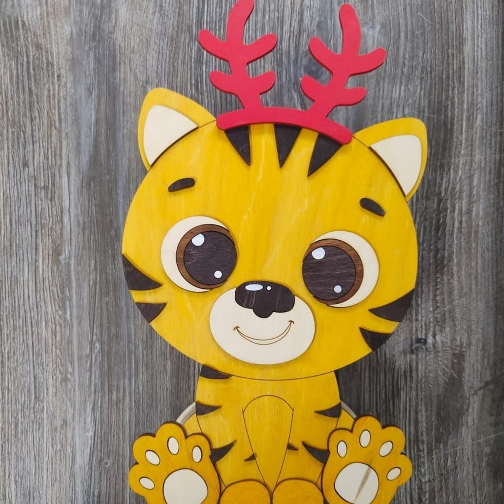 Laser Cut Cute Tiger Christmas Gift Box