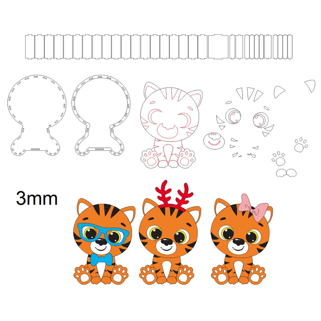 Laser Cut Cute Tiger Christmas Gift Box