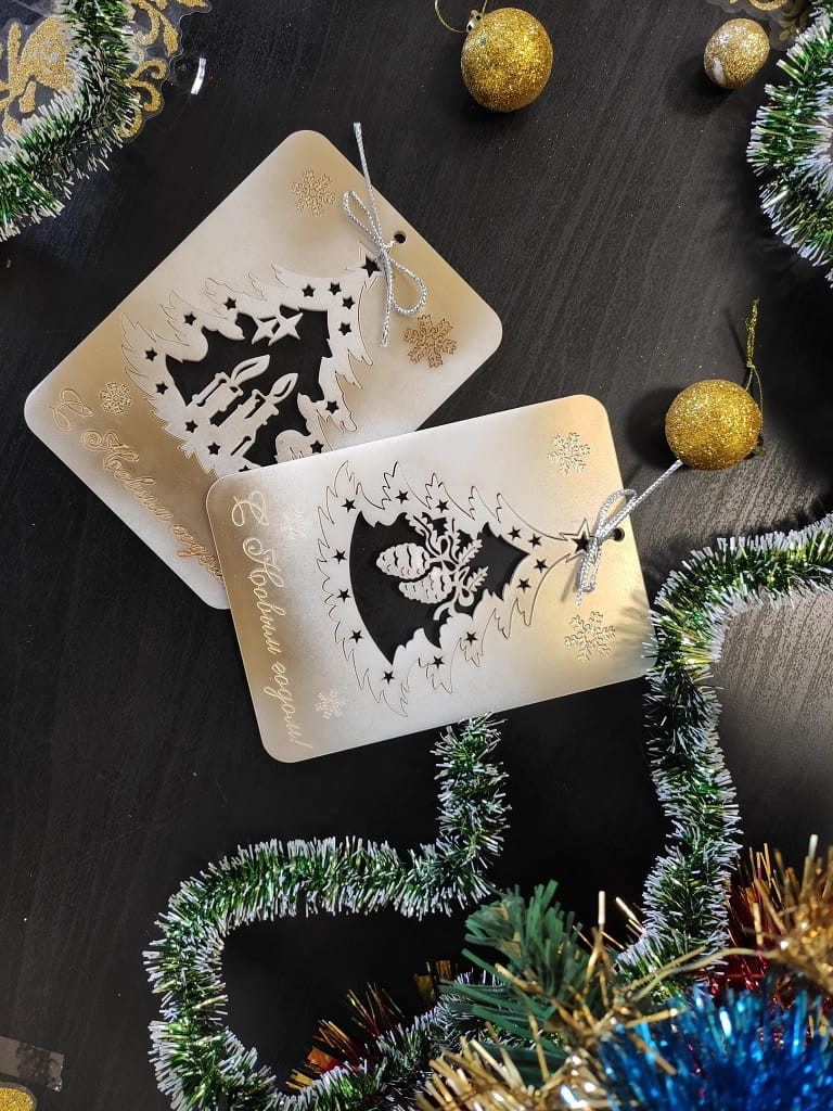 Laser Cut Wooden Christmas Card Ornaments