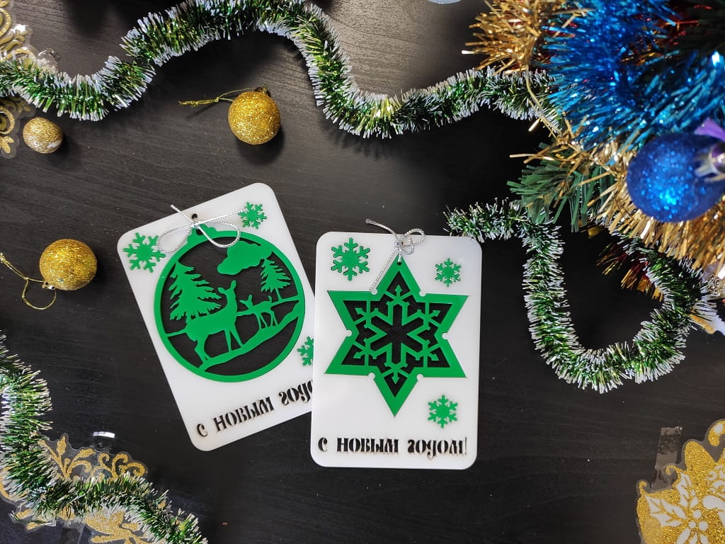 Laser Cut Wooden Christmas Card Ornaments