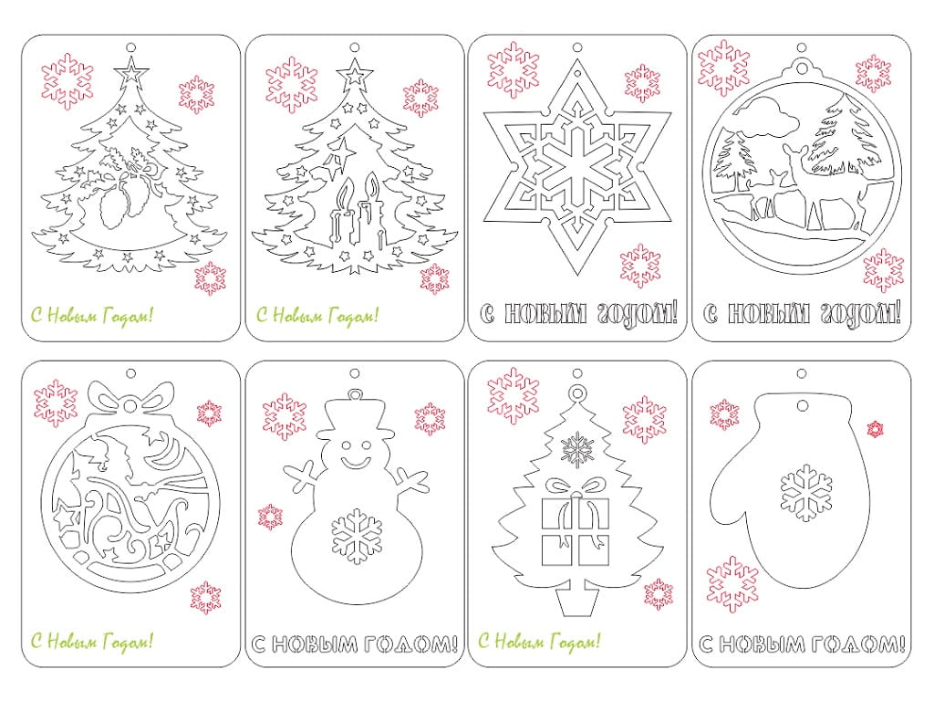 Laser Cut Wooden Christmas Card Ornaments