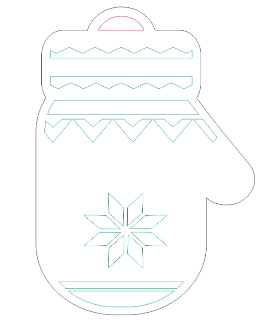 Laser Cut Wooden Mitten Shaped Christmas Tree Ornament