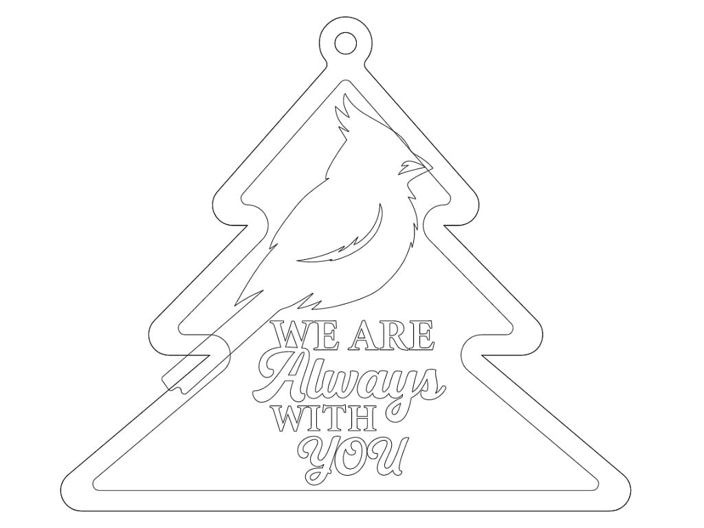 Laser Cut Christmas Cardinal Memorial Ornament