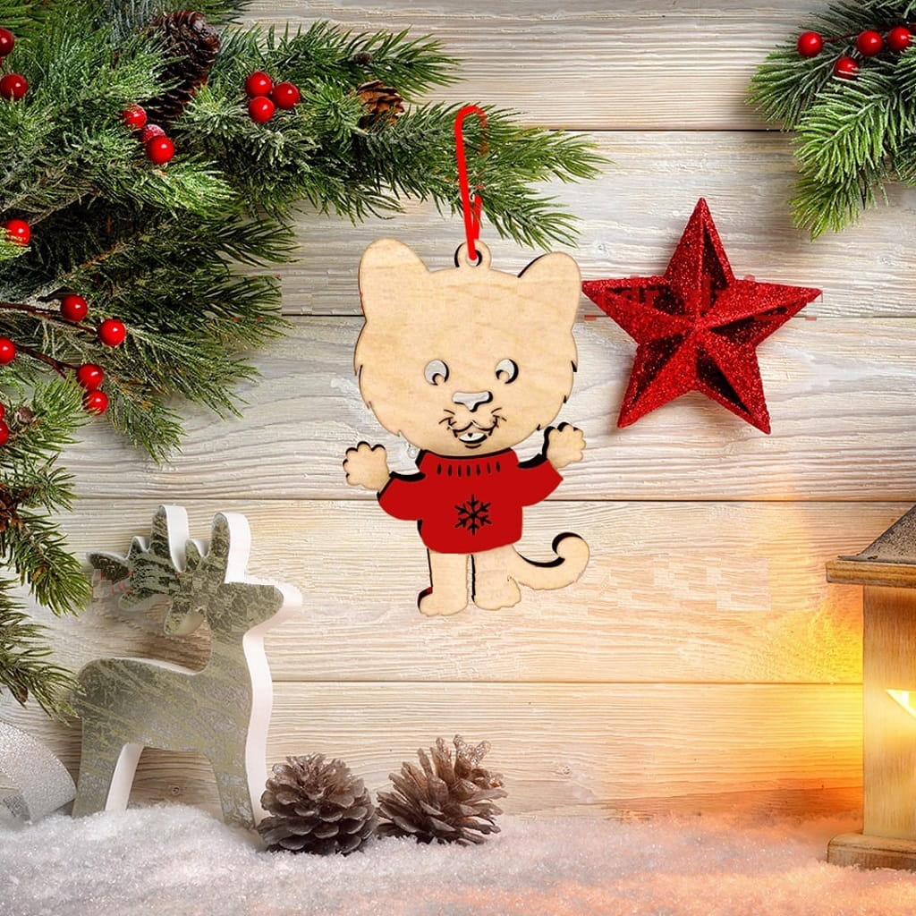 Laser Cut Cat Christmas Tree Ornament