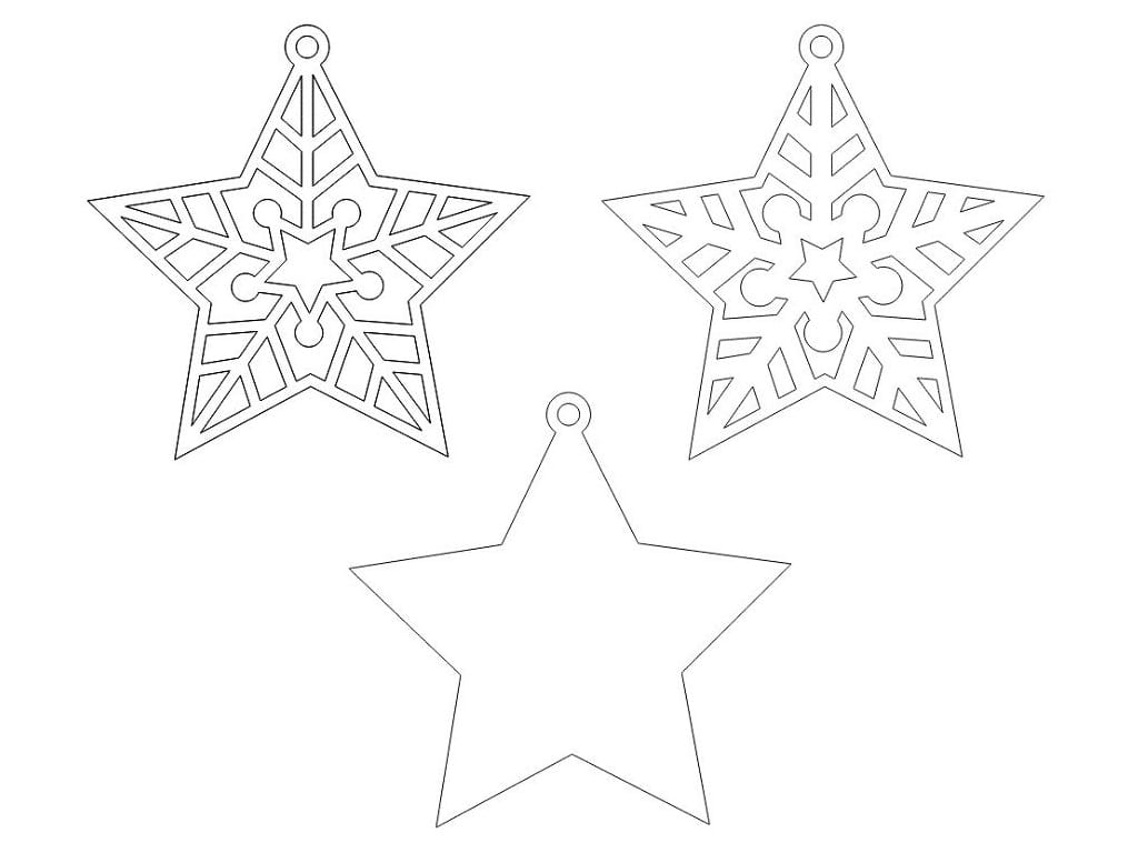 Laser Cut Wooden Christmas Star Ornament
