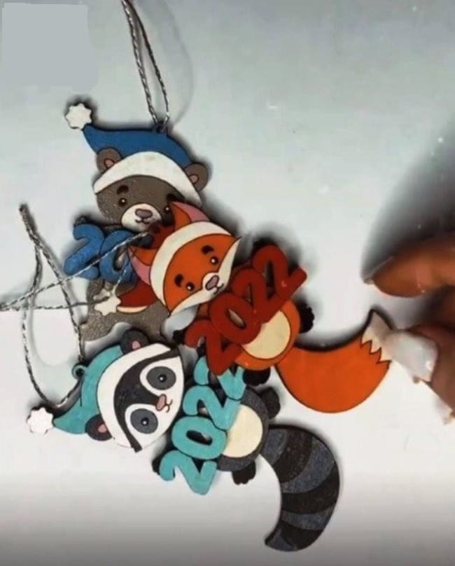 Laser Cut Raccoon New Year Ornaments