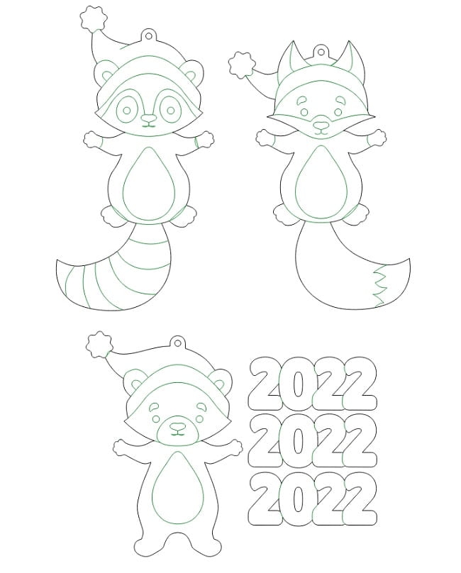 Laser Cut Raccoon New Year Ornaments