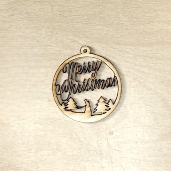 Laser Cut Merry Christmas Snowman Scene Ornament