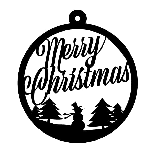 Laser Cut Merry Christmas Snowman Scene Ornament