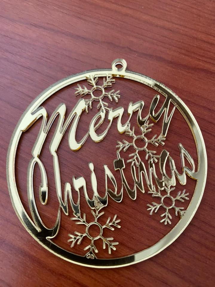 Laser Cut Merry Christmas Snowflake Bauble