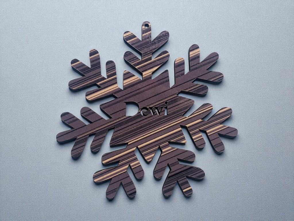 Laser Cut Personalized Wooden Snowflake Ornament