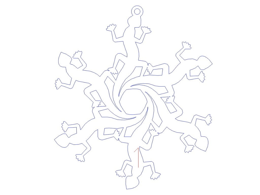 Laser Cut Lizard Flake Snowflake Christmas Tree Ornament