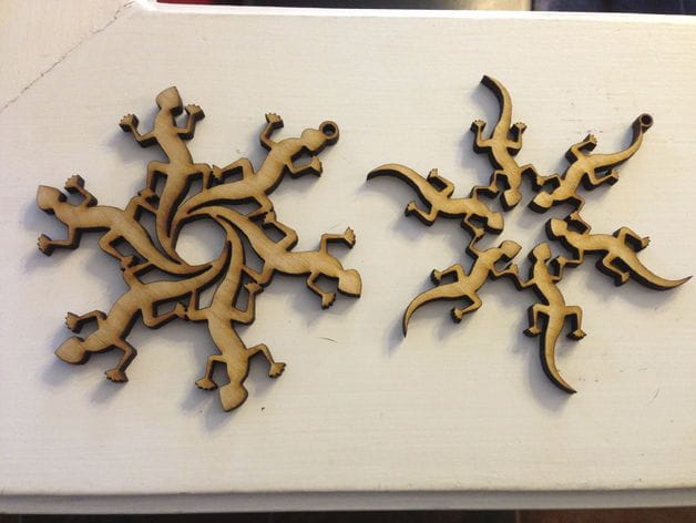 Laser Cut Lizard Flake Snowflake Ornament