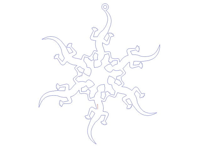 Laser Cut Lizard Flake Snowflake Ornament