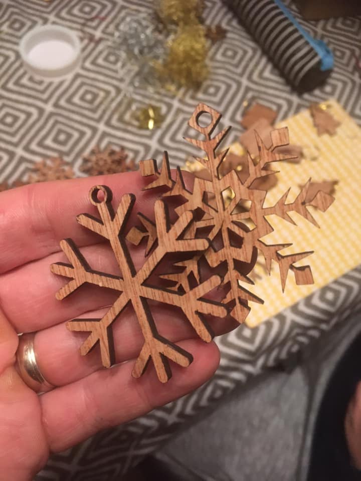 Laser Cut Wooden Snowflake Ornament Set
