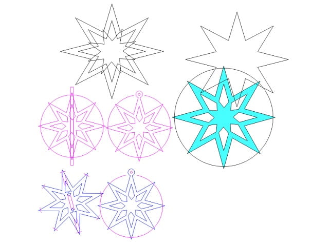 Laser Cut 3D Star Christmas Tree Pendant