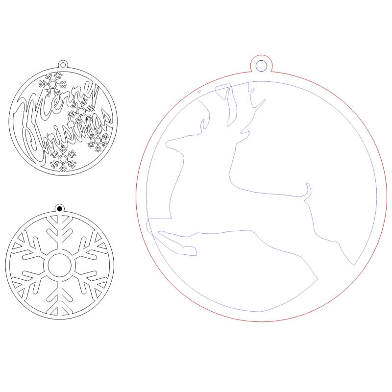 Laser Cut Wooden Christmas Tree Ornaments