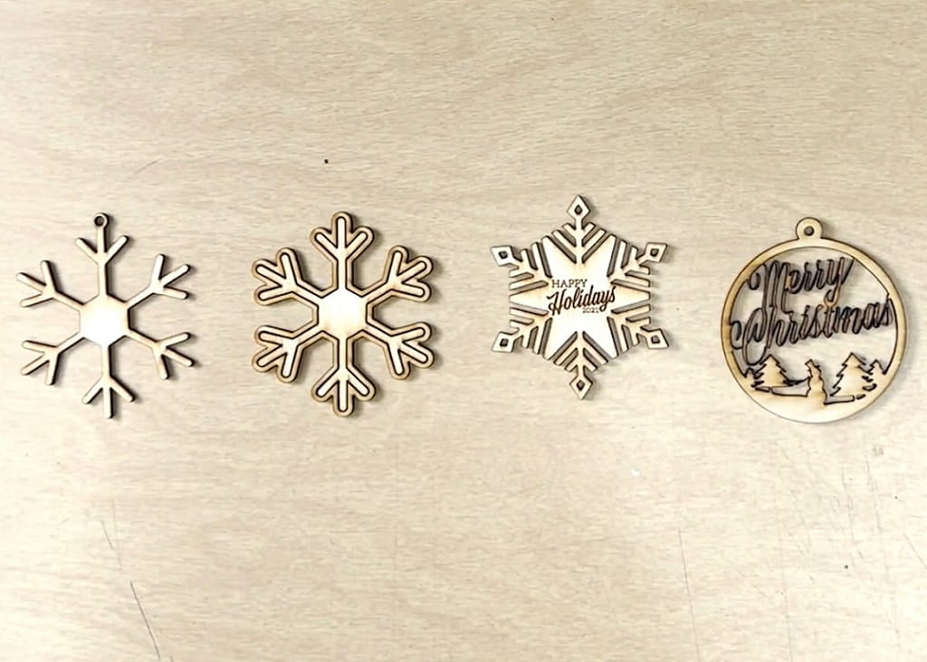 Laser Cut Wooden Christmas Ornaments Set