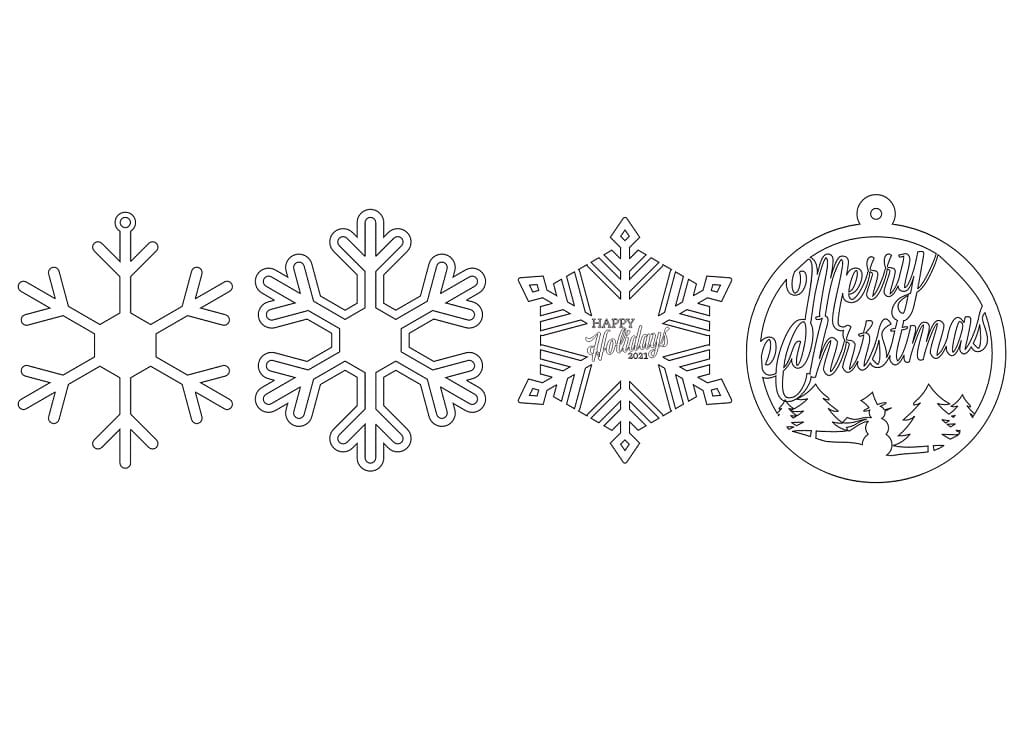 Laser Cut Wooden Christmas Ornaments Set