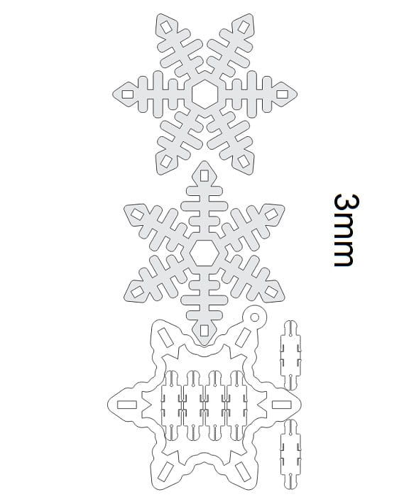 Laser Cut 3D Wooden Snowflake Decoration