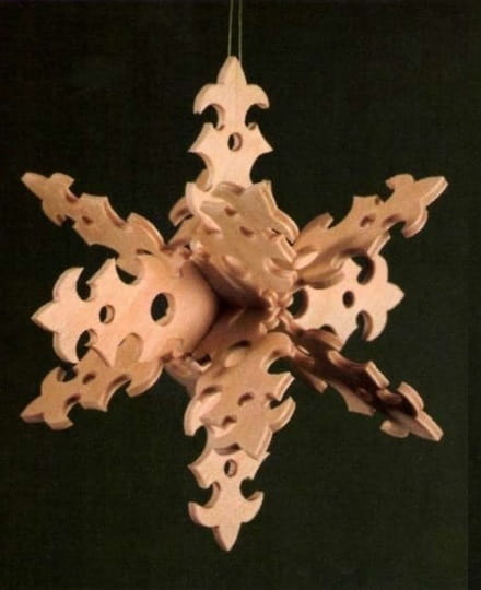 Laser Cut 3D Wooden Snowflake Christmas Ornament
