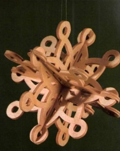 Laser Cut 3D Wooden Snowflake Ornament