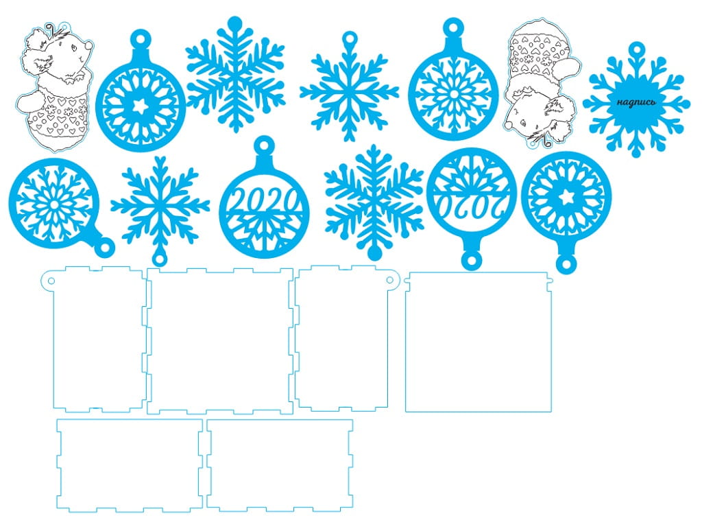 Laser Cut Packaging Box with Christmas Ornaments
