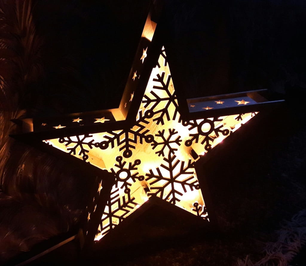 Laser Cut Christmas Themed Star Lamp