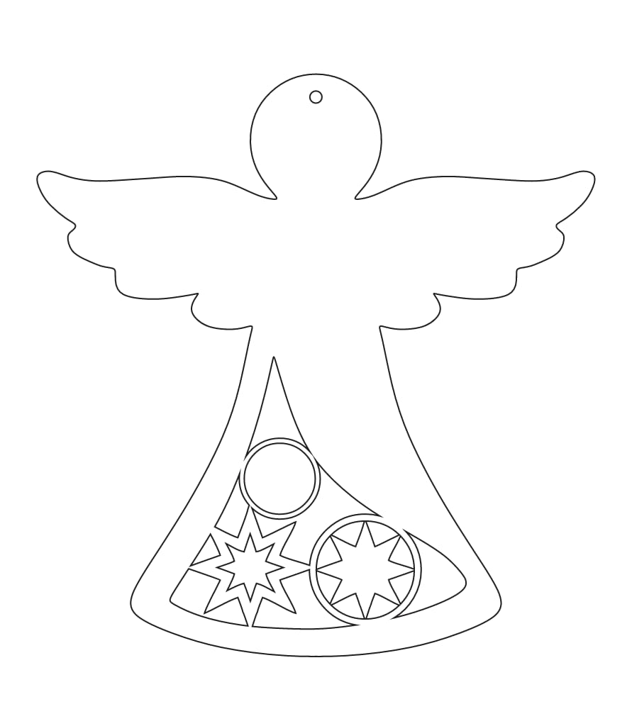 Laser Cut Hanging Christmas Angel Ornament