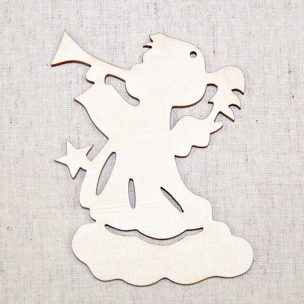 Laser Cut Little Angel with Trumpet Holiday Ornament