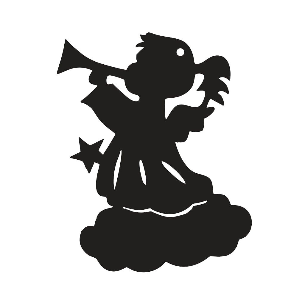 Laser Cut Little Angel with Trumpet Holiday Ornament