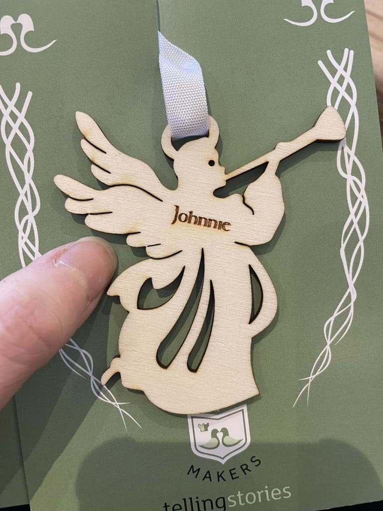Laser Cut Angel Playing Trumpet Ornament