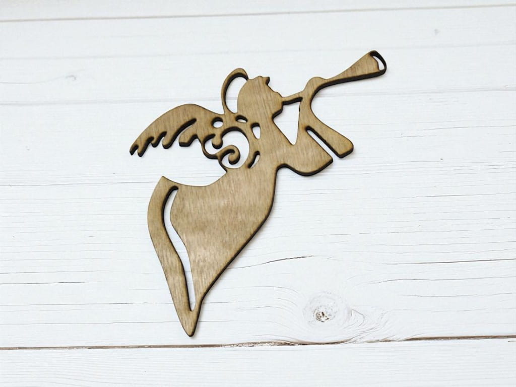 Laser Cut Angel with Trumpet Christmas Ornament