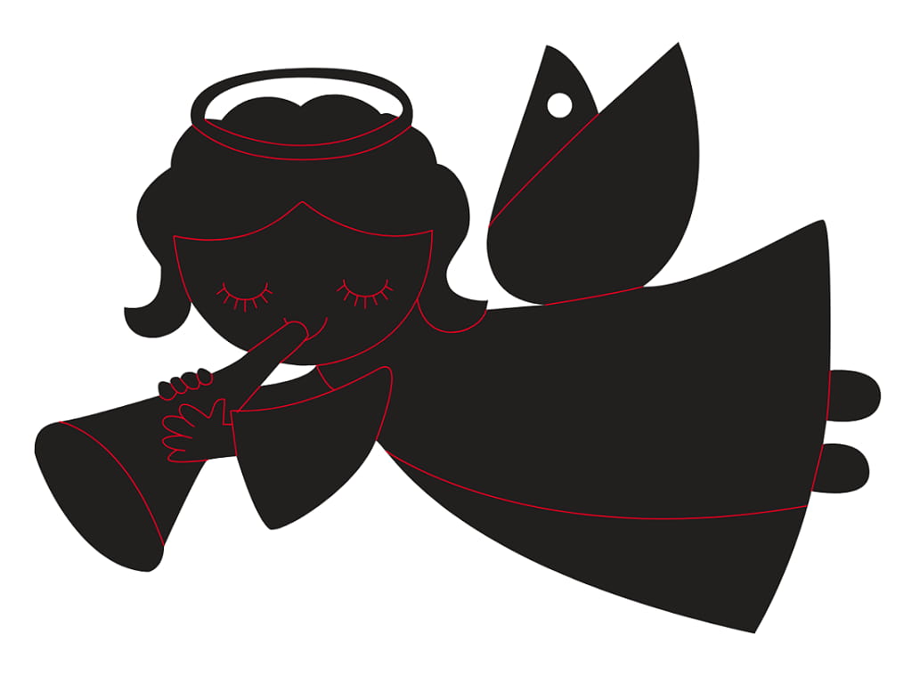 Laser Cut Little Angel with Trumpet Ornament