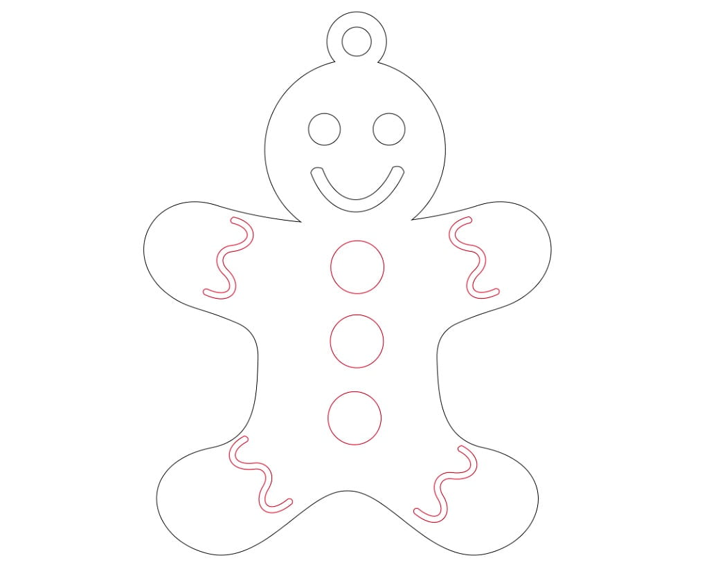 Laser Cut Gingerbread Boy Christmas Tree Ornament