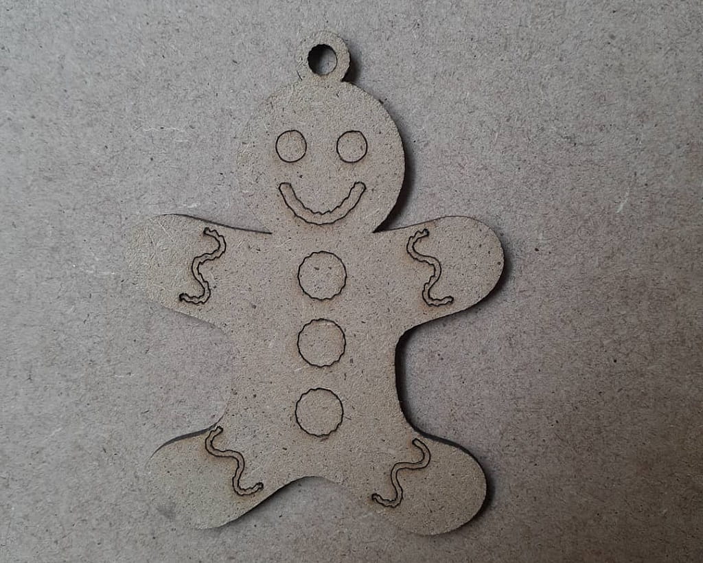Laser Engraved Gingerbread Boy Christmas Tree Ornament