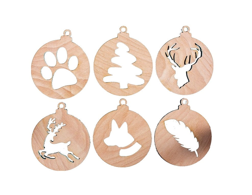 Laser Cut Christmas Tree Baubles Set of 6