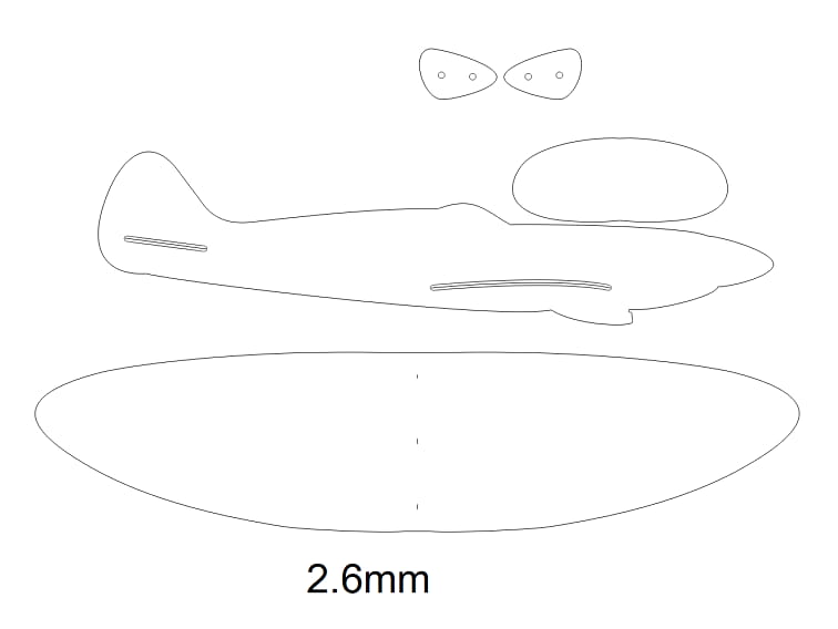 Laser Cut Wingspan Balsa Spitfire Glider