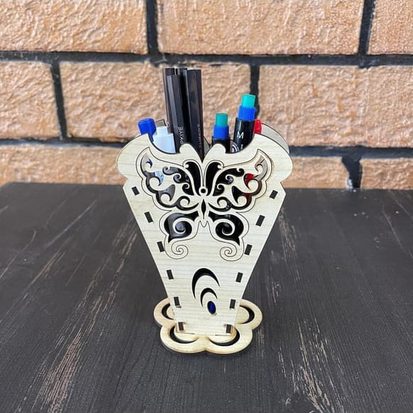 Laser Cut Butterfly Decorated Pen Holder