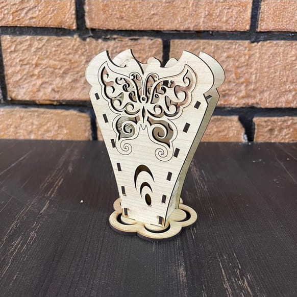 Laser Cut Butterfly Decorated Pen Holder