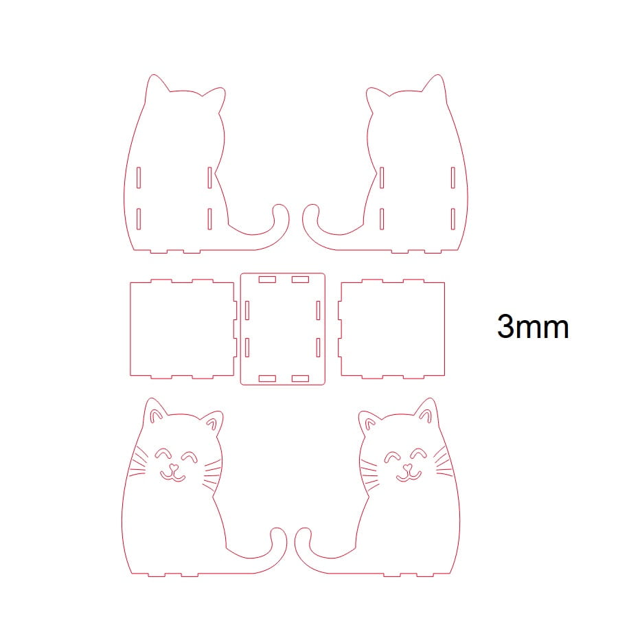 Laser Cut Cute Cat Pencil Holder