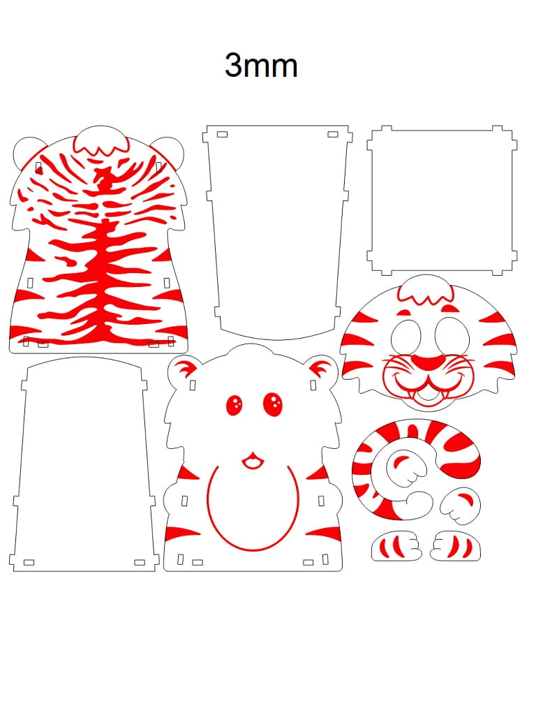 Laser Cut Cute Tiger Pen Pencil Holder for Kids