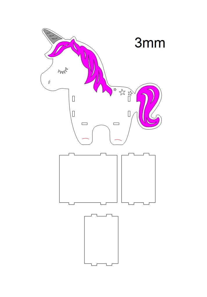 Laser Cut Cute Unicorn Pencil Holder