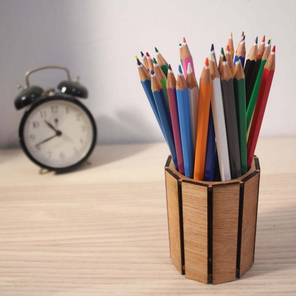 Laser Cut Decorative Wooden Pencil Pot