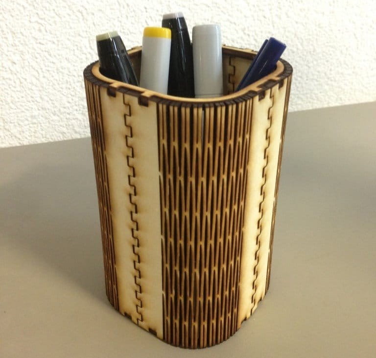 Laser Cut FlexiRoast Wooden Pen Holder