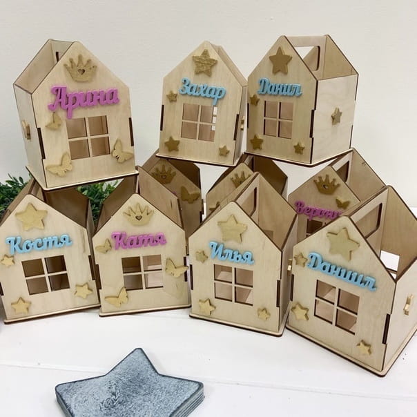 Laser Cut House Shaped Pen Pencil Holder Desk Organizer